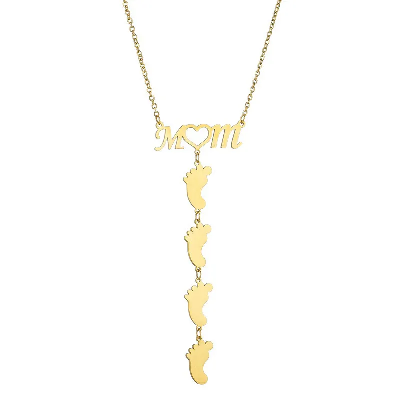 Stainless Steel MOM Necklace Fashion Customised Name - Golden