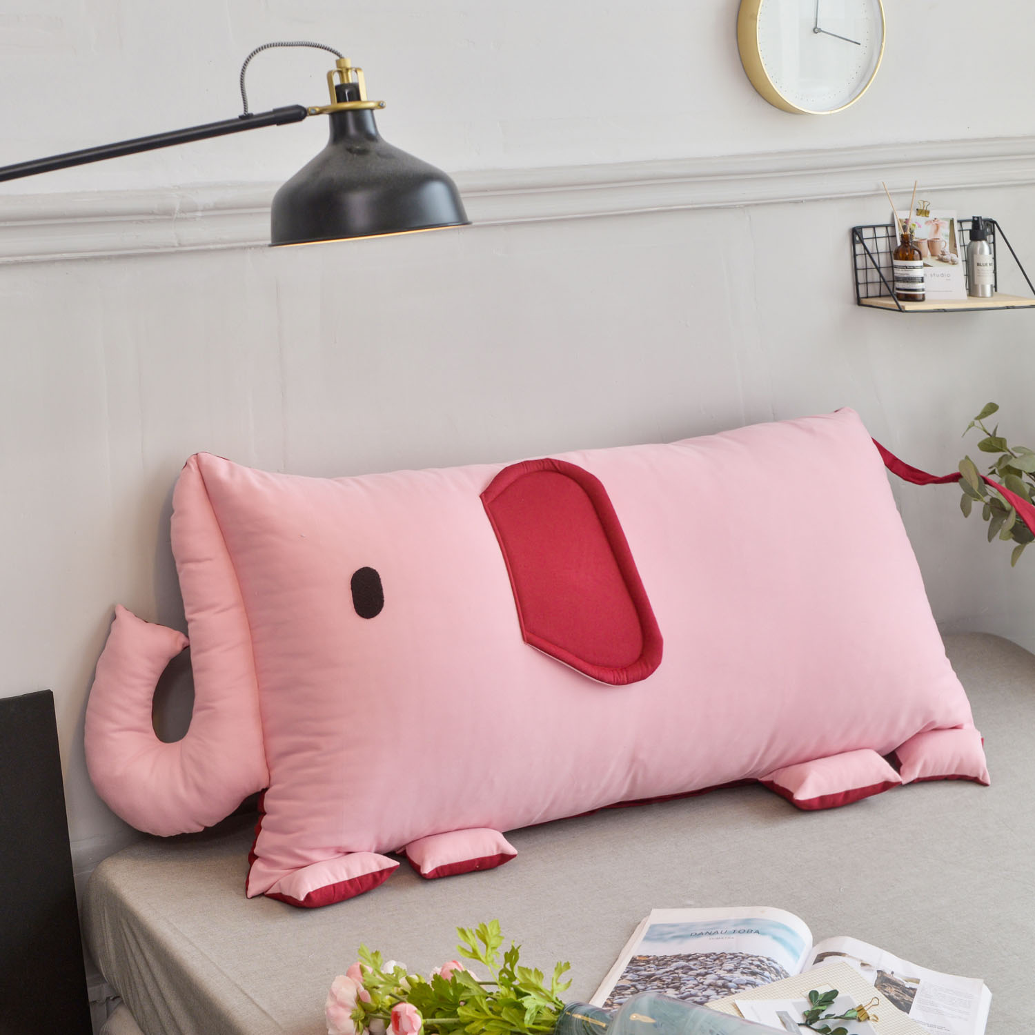 Pink elephant backrest