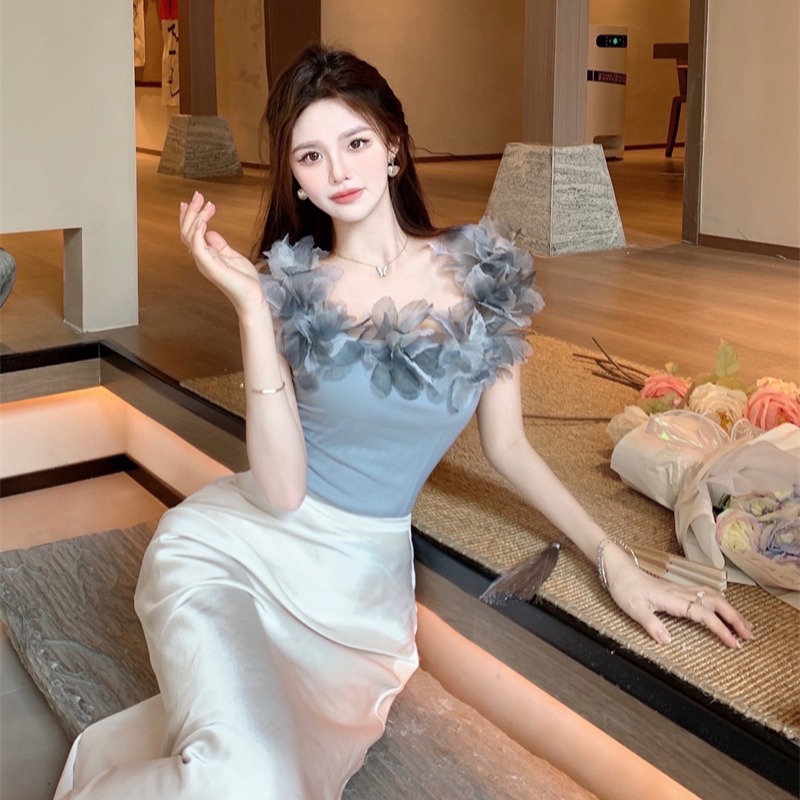 Women's Short Top Suspenders Grey Vest