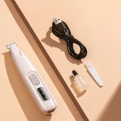 New Dog Paw Trimmer With LED Light Fully Waterproof Pet Hair Trimmer With LED Display Dog Clippers For Grooming 18mm Widen Blade - White - View 1