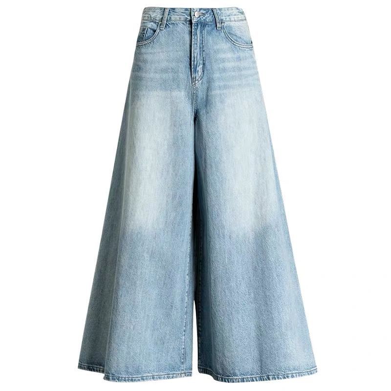 Tall Full Swing Culottes Washed Jeans Big Foot Pants