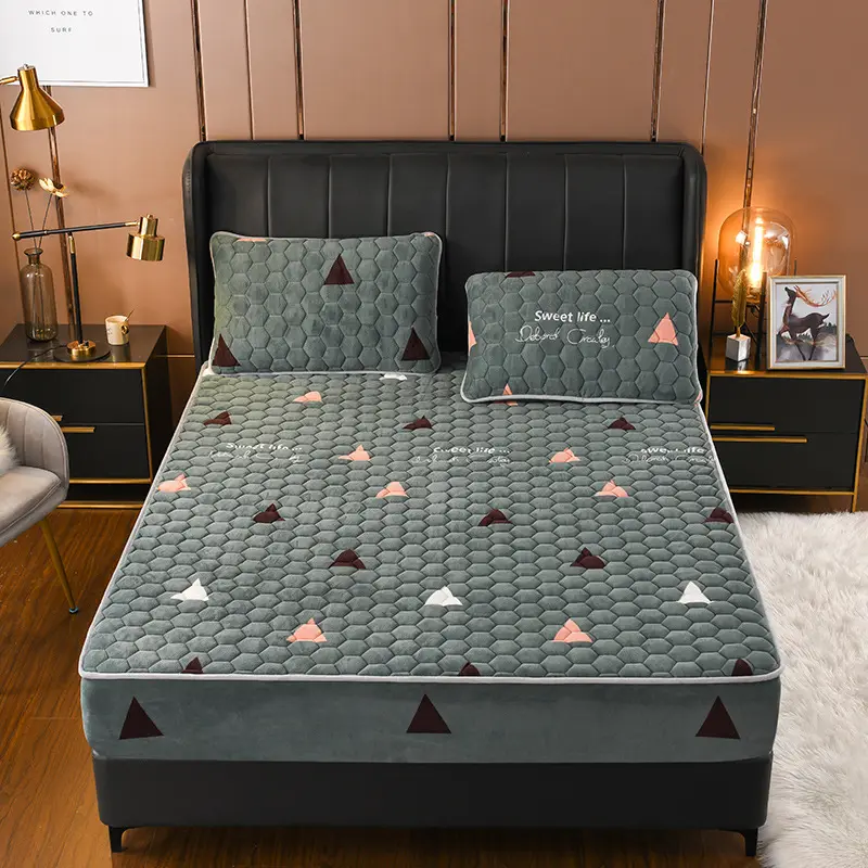 Crystal Pile Clip Cotton Bed Bonnet Thickened