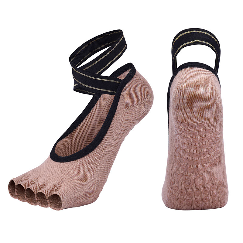 Title 6, Five-finger yoga socks with cross straps combed...