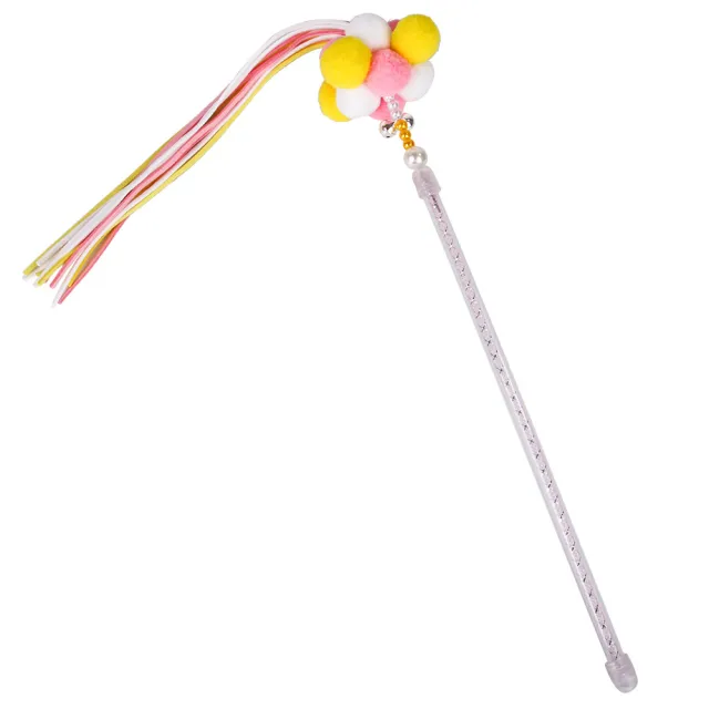 Pet Toys Korean Fur Ball Candy Color Cat Tease Interactive Toy Cat Supplies Cat Tease Stick Yellow - Shop at LoveMi