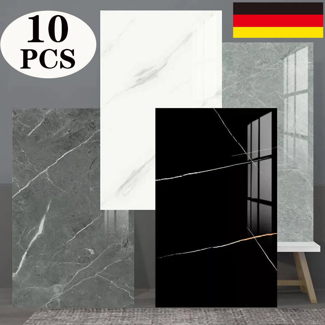 10 Self-Adhesive Marble Tile Stickers
