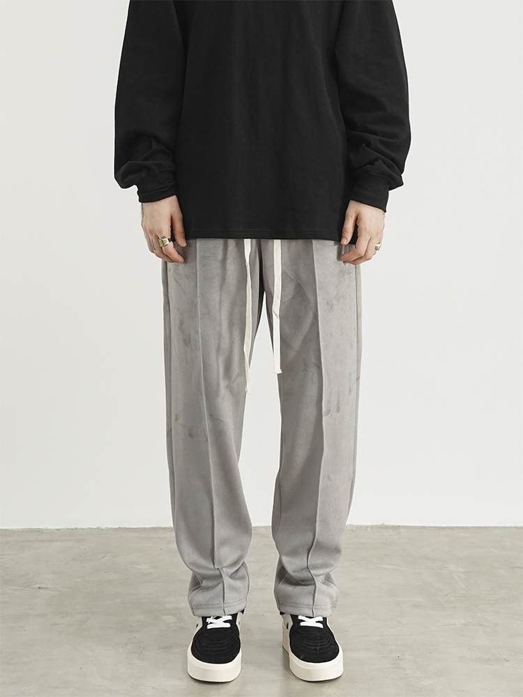 Suede Frosted Straight Loose Drawstring Sweatpants