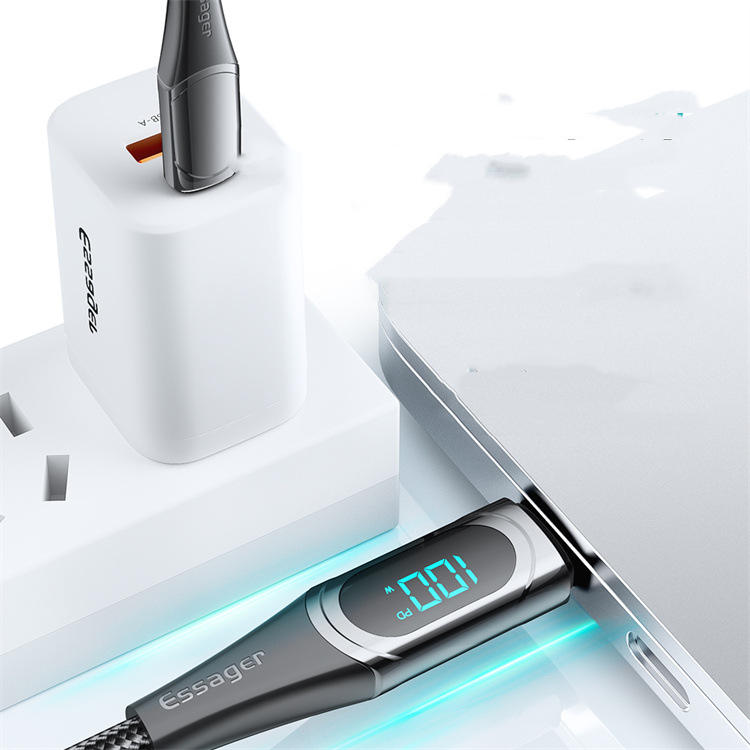 Digital Display Fast Charging Zinc Alloy Data Cable