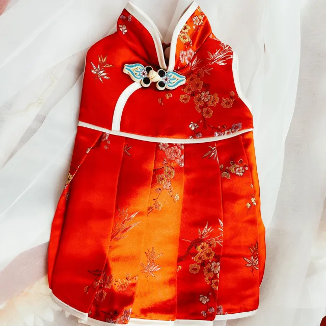 Pisces Button Red And Blue Pet Clothes Cheongsam Red - Shop at LoveMi