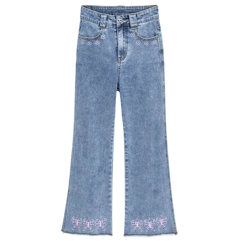 Design Sense Butterfly Embroidered Jeans Women Blue - Shop at LoveMi