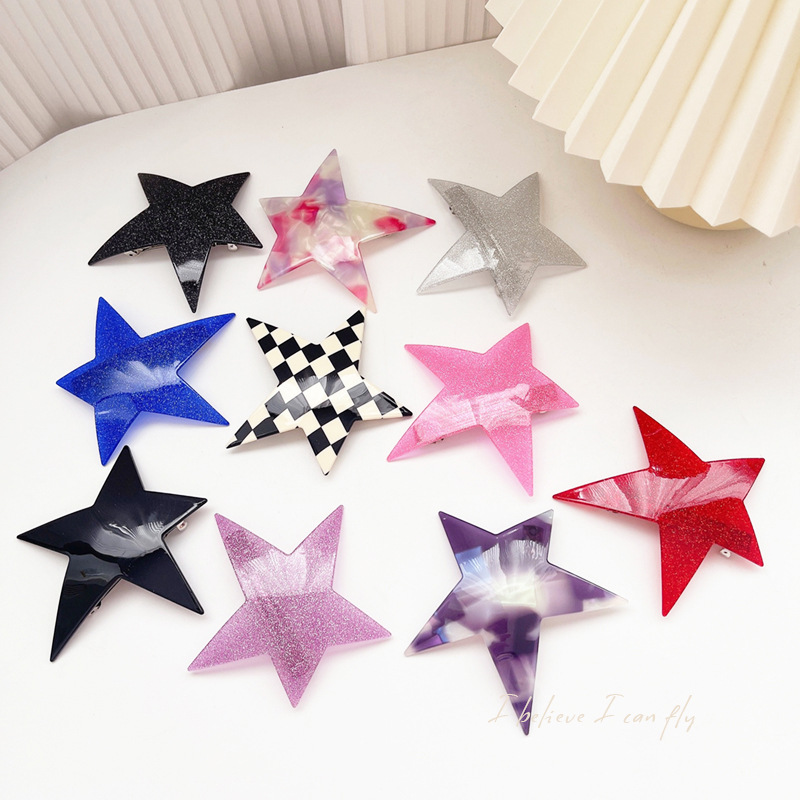 Sweet Cool Wind Shining Irregular Pentagram Spring Clip Hair Ornament