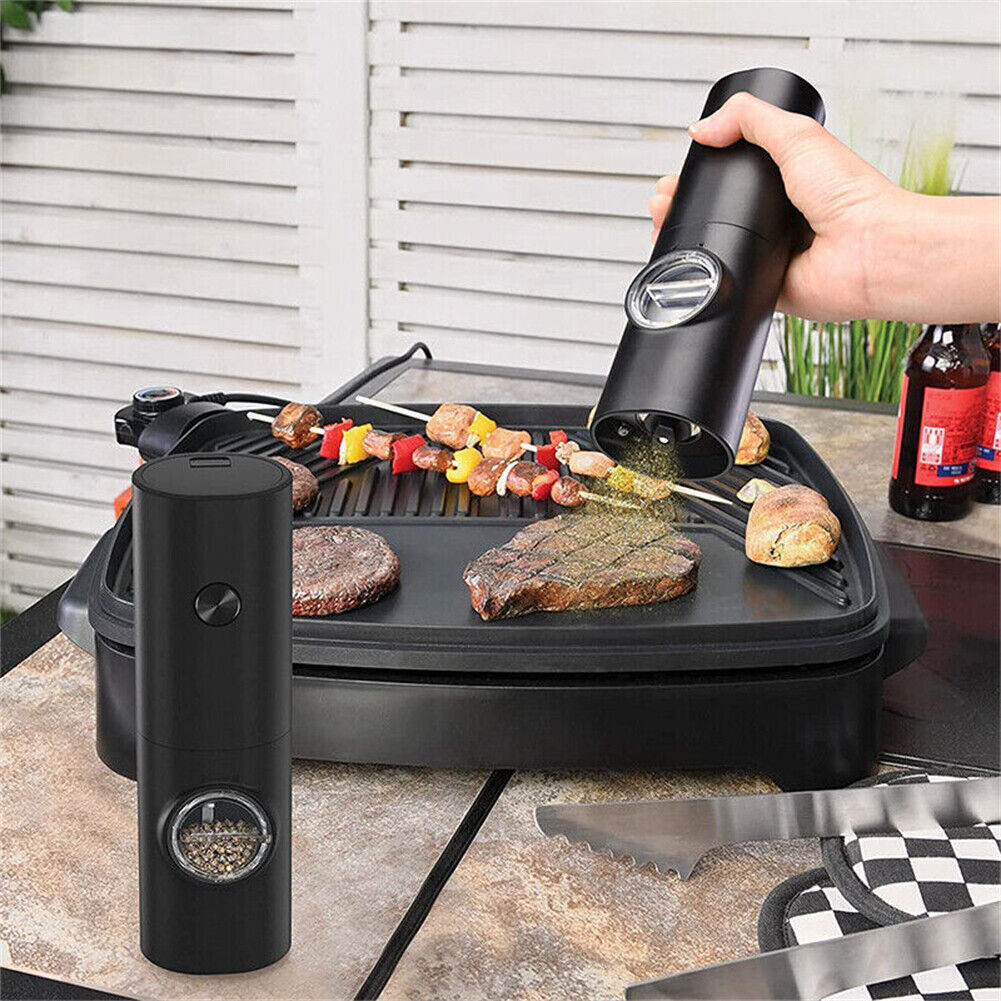 2x Electric Salt And Pepper Grinder LED Auto Mill Shaker Adjustable Coarseness 6