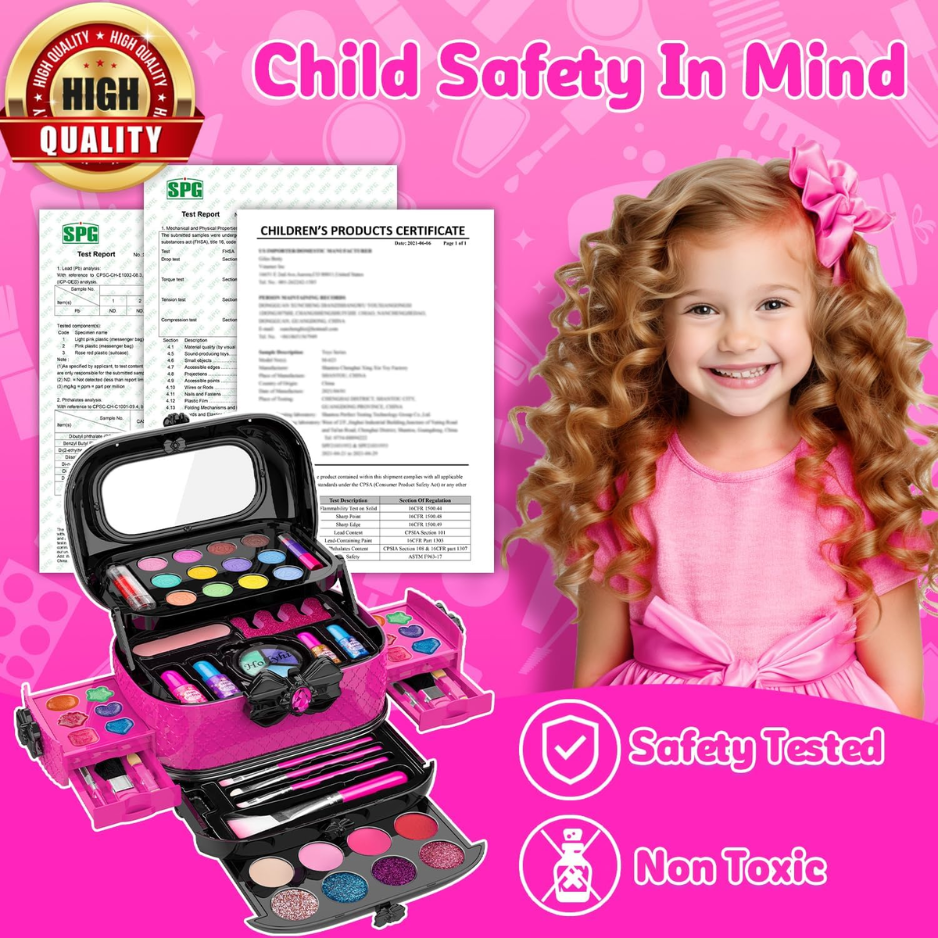 58Pcs Kids Makeup Toys Set, Washable Pretend Makeup Kit For Girls 2