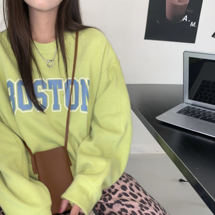 Letter Print Loose Pullover Long-sleeved Sweatshirt