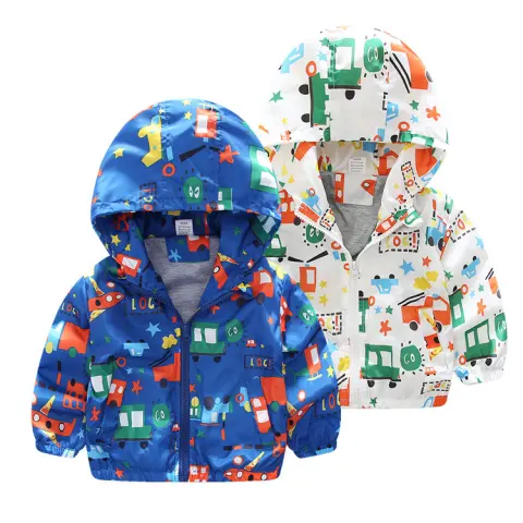 Boys and Children's Jackets Airplane Printed Baby Windbreaker