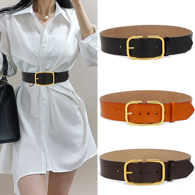 EAM-PU Leather Belt With Large Slit Buckle