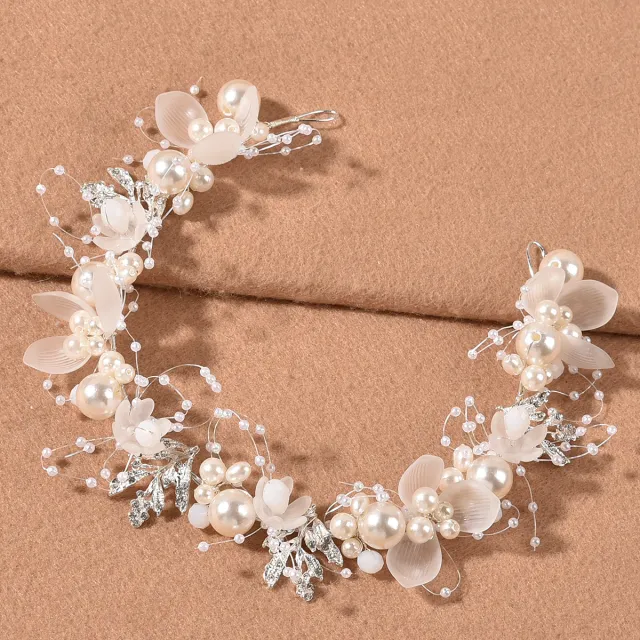 Pearl Flower Hairband Handmade Headwear Silvery White - Shop at LoveMi