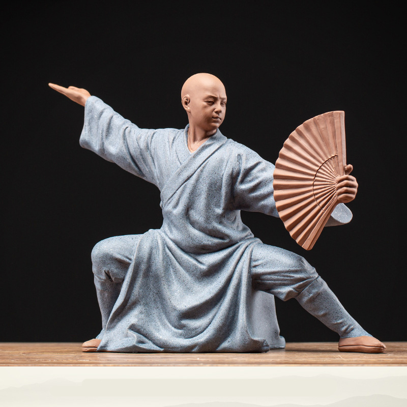 Handmade Purple Sand Monk Shaped Ceramic Decorative Ornament - 6