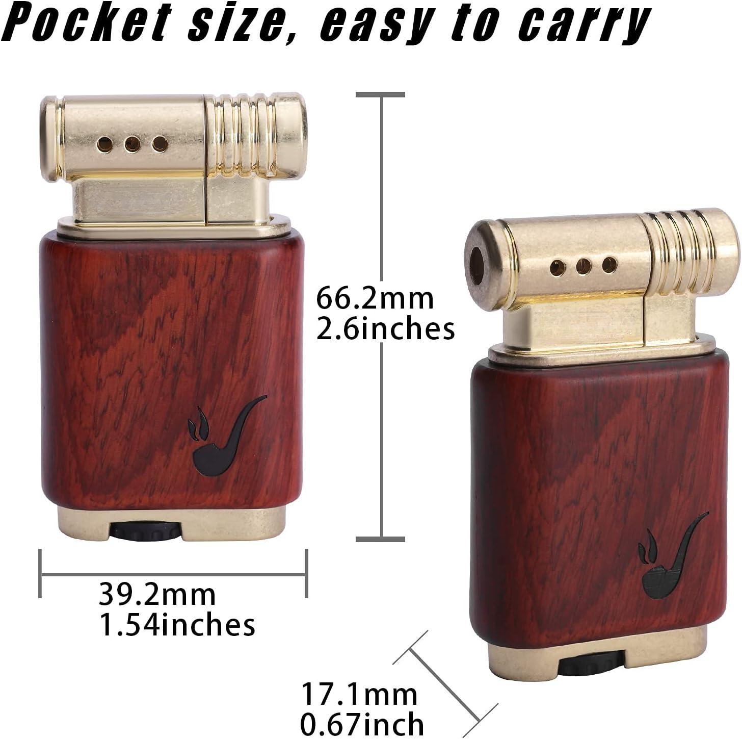 Soft Flame Wooden Pipe Lighter - Gift. Premium Quality:This lighter is made of premium ebony wooden housing and zinc alloy assembly for durable use.Its simple, compact, elegant and unique designed makes it a perfect gift for Birthday,Christmas,Halloween,B