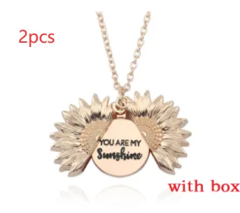Sunflower Double Lettering Necklace - Rose Gold With Box 2Pcs