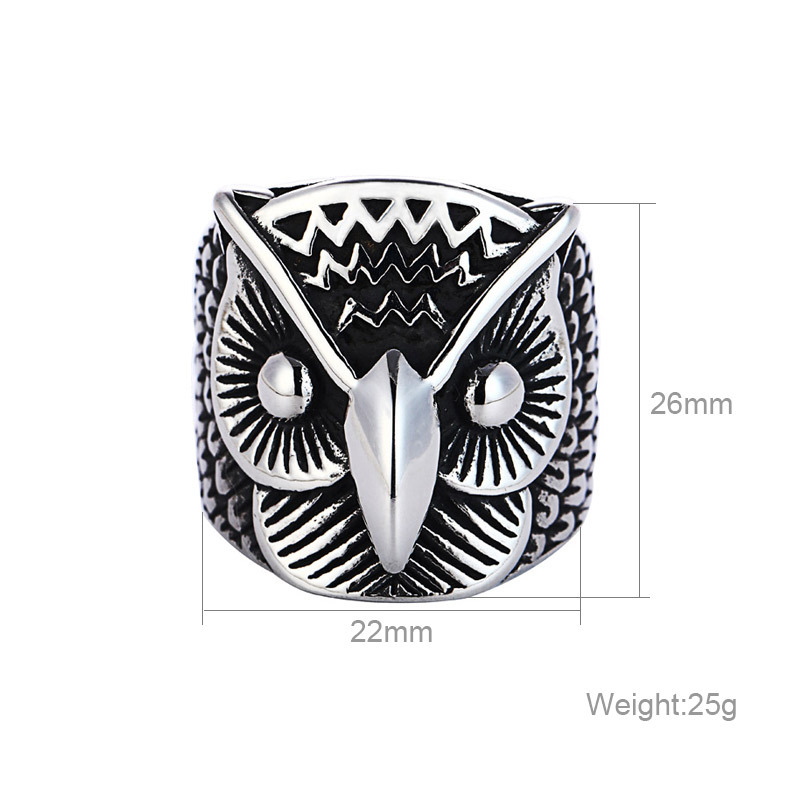 Animal Stainless Owl Titanium Steel Ring