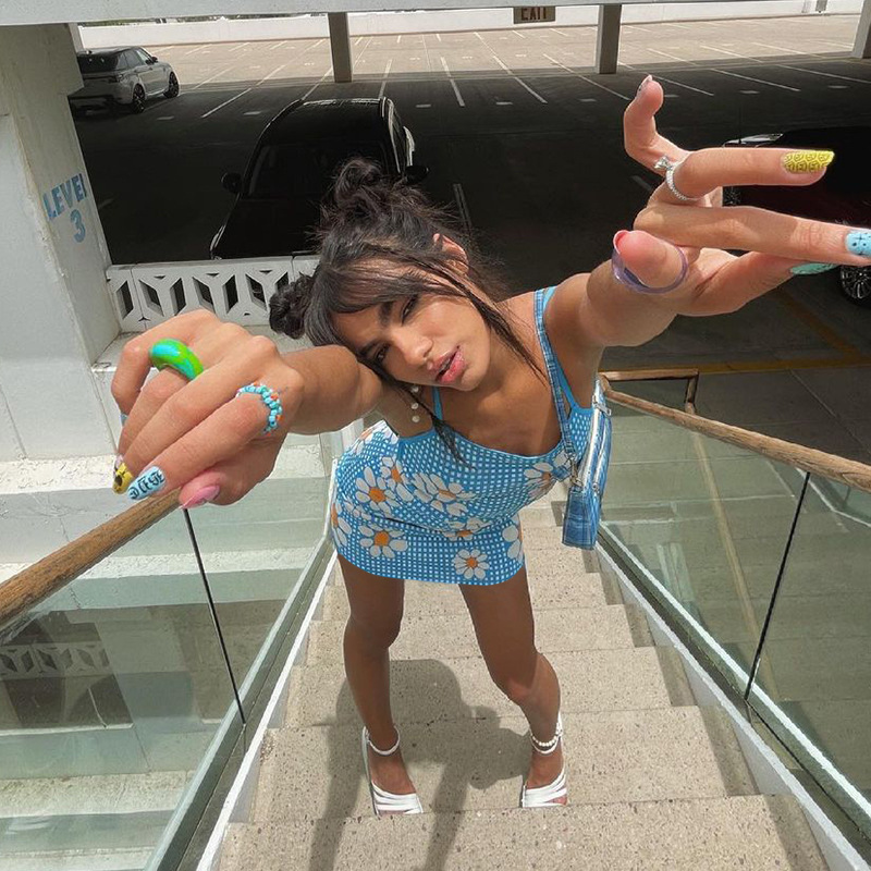 Sling Sleeveless Printed Backless Low Waist Bag Hip  Women's Short Skirt