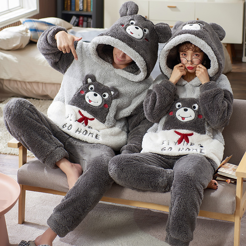 Title 4, Winter Couple Thickened Flannel Pajamas Suit