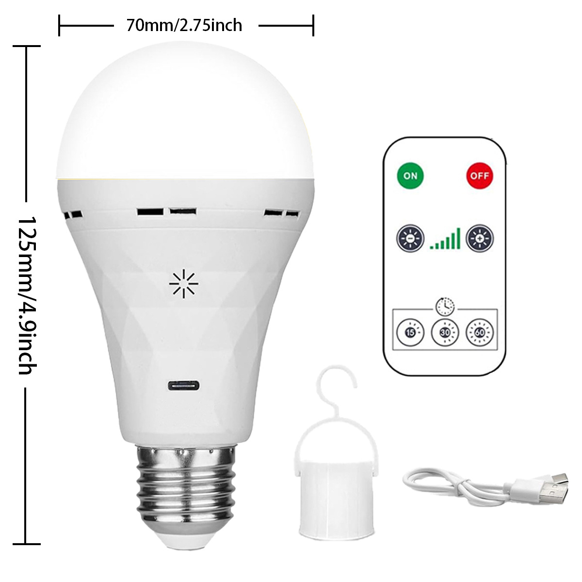 Rechargeable Bulbs With Remote Control, Timer, Battery-powered Wall Lamps, USB Power Supply, Rechargeable Bulbs For Lighting Fixtures — foto 4