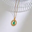 Stainless Steel Inlaid Rhinestone Epoxy Religious Series Pendant Necklace view 3