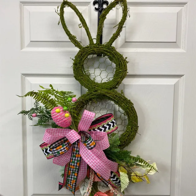 Easter Bunny Wreath Rattan Circle Easter Decoration G - Shop at LoveMi