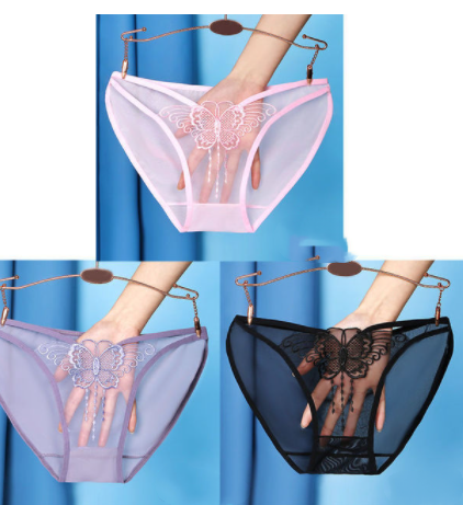 Butterfly High Elastic Breathable Transparent Briefs Pink Purple Black - Shop at LoveMi