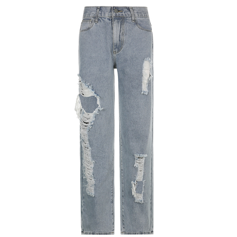 Women's Low Waist Ripped Loose Casual Jeans Blue - Shop at LoveMi