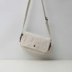 Canvas With Leather Small Single Shoulder Crossbody Bag Female - White - View 1