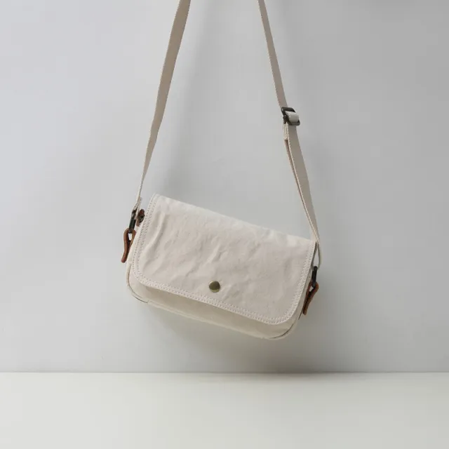 Canvas With Leather Small Single Shoulder Crossbody Bag Female White - Shop at LoveMi