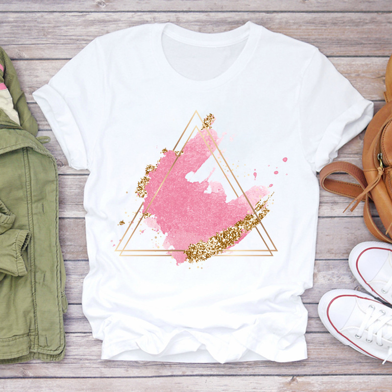 Watercolor Love Fashion Print Short-sleeved T-shirt Women's Trend