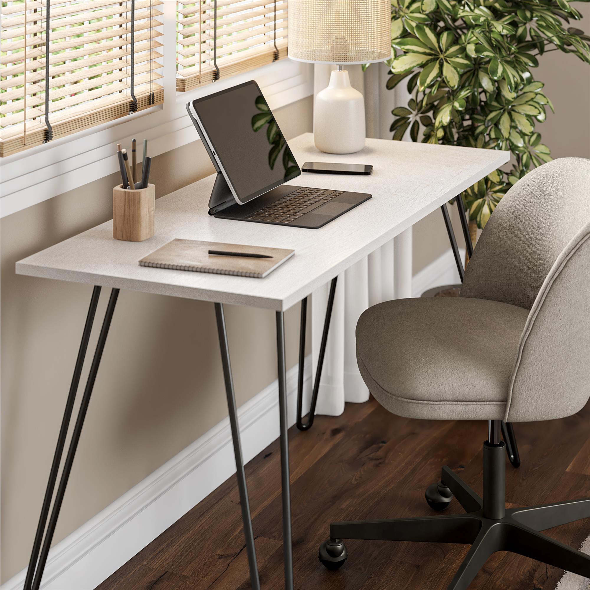 Writing Desk With Black Hairpin Metal Leg_voghion.com