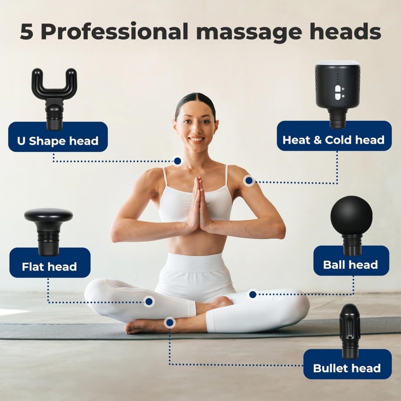 Massage Gun With Heat And Cold, Mini Massage Gun Deep Tissue Heat Muscle Massage