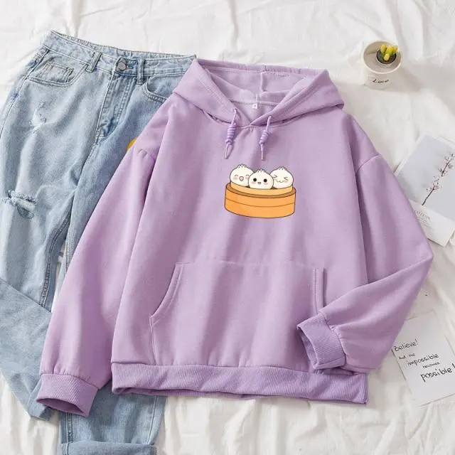 Hooded Solid Color Versatile Loose Student Hoodie Youth Casual Purple - Shop at LoveMi