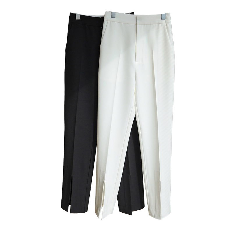 Women's Minimalist High Waist Thin Split Casual Suit Wide Leg Pants
