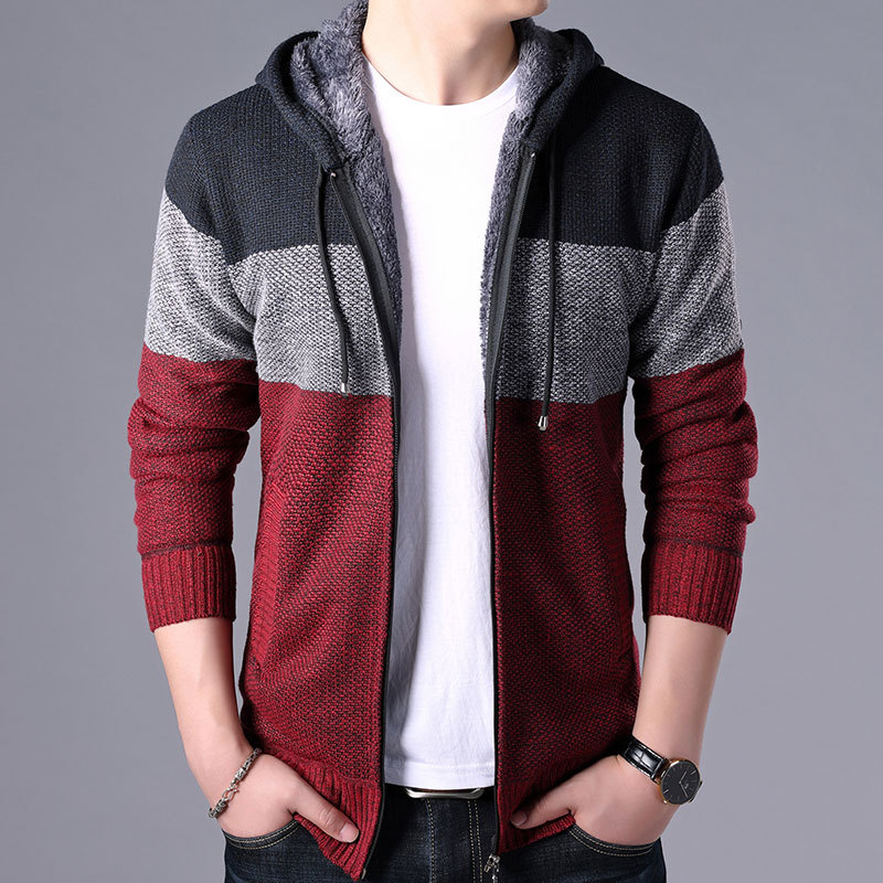 Men's Jacket Stand Collar Cardigan With Hood