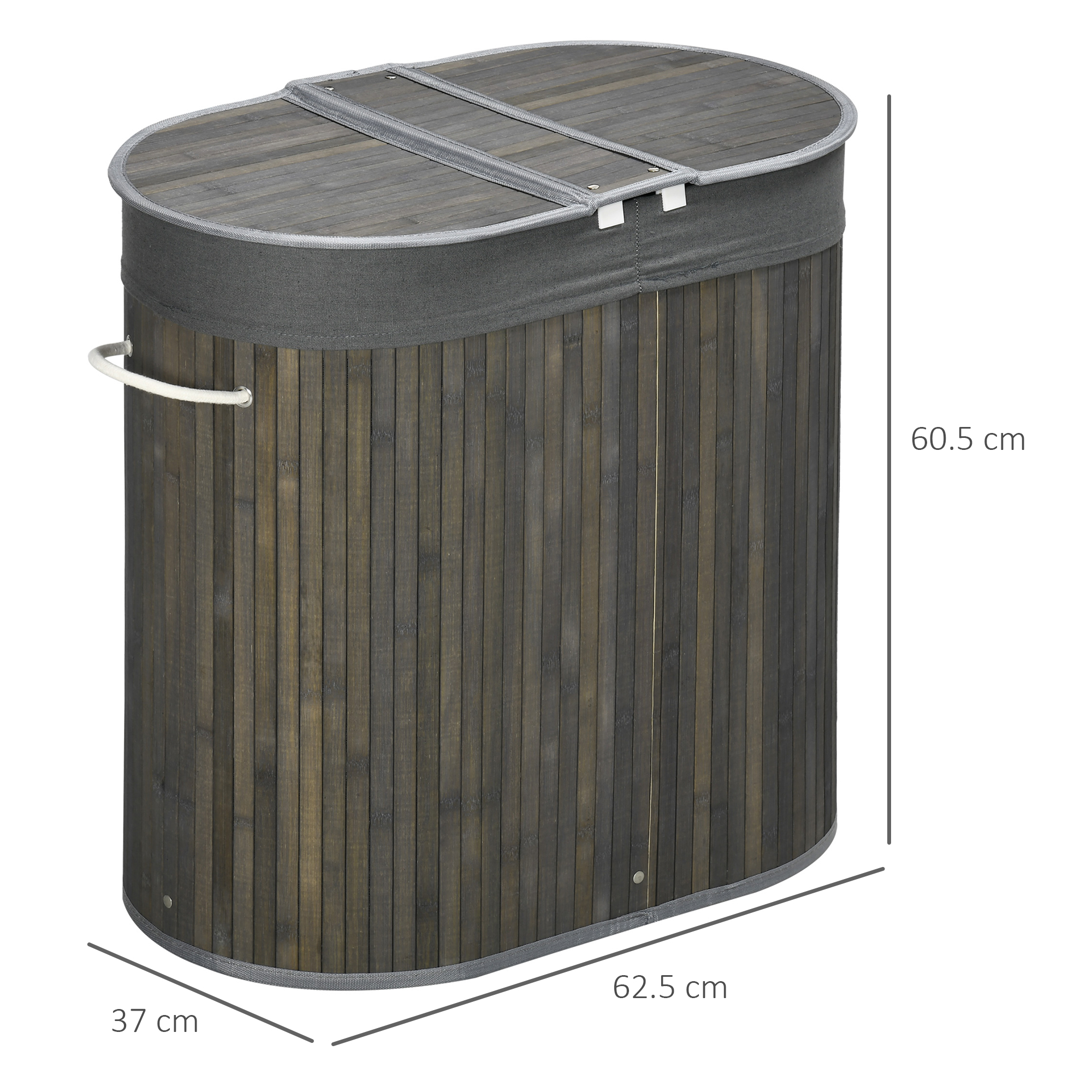 Bamboo Laundry Basket With Lid, 100 Liters, Double-layer Compartments — image 4