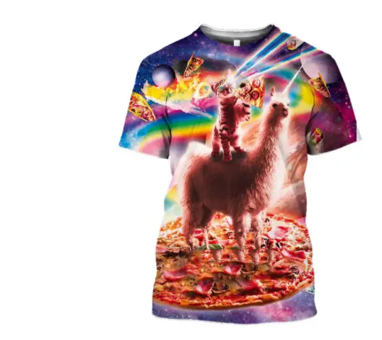 Digital Printing Men's T-shirt European And American Round Neck Short Sleeve