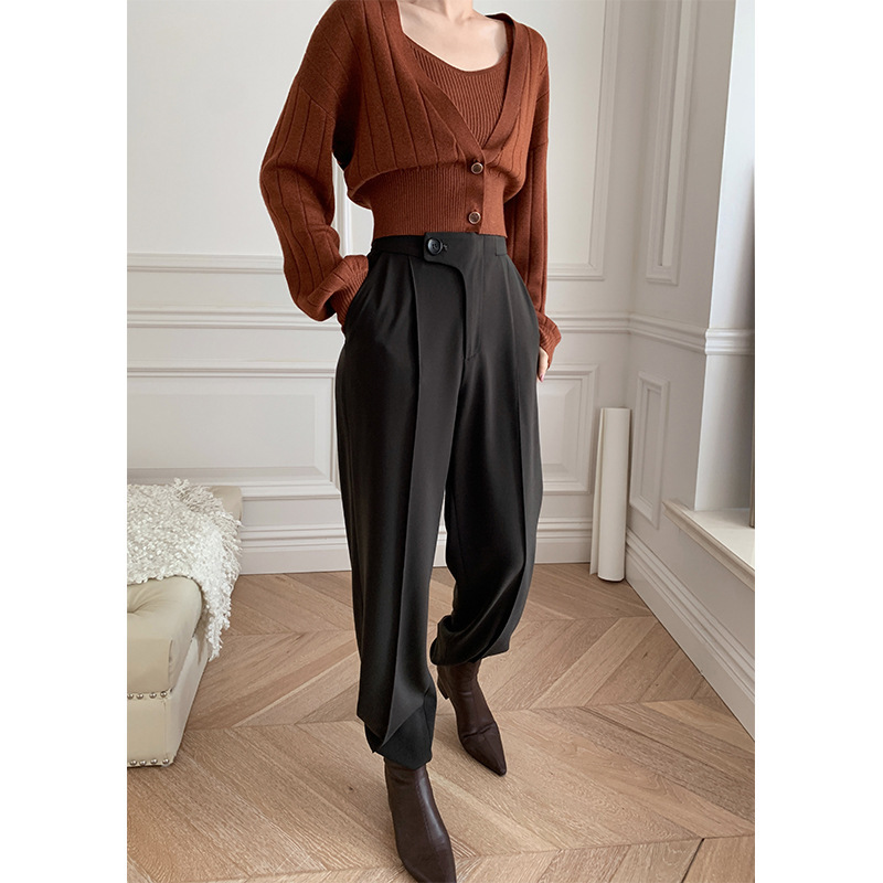 Women's High Waist Straight Loose Slim Pants