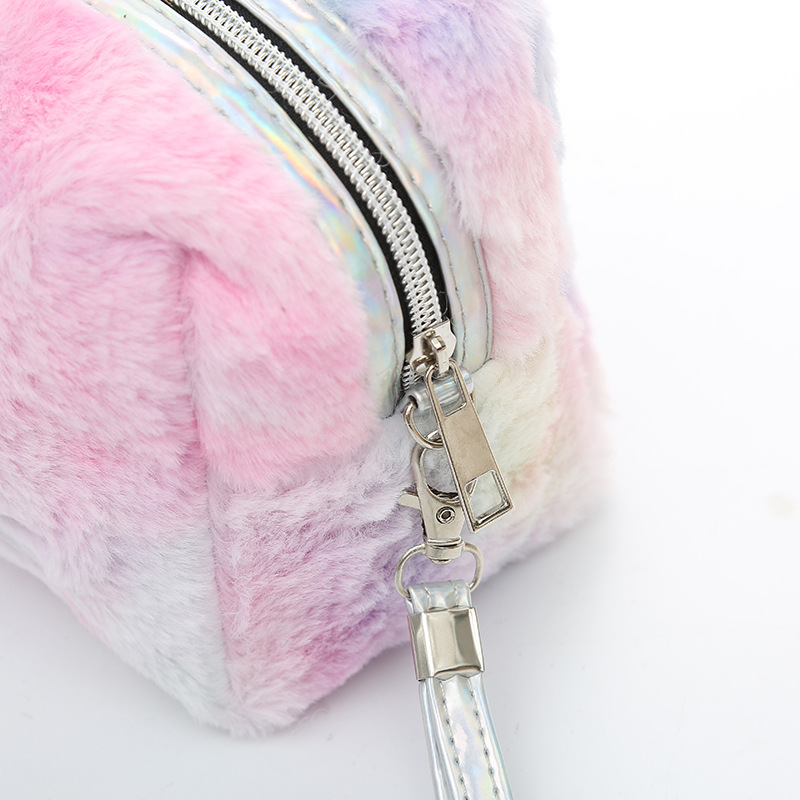 Colorful Fluffy Cat Pvc Cosmetic Soft Cute Zipper Bag