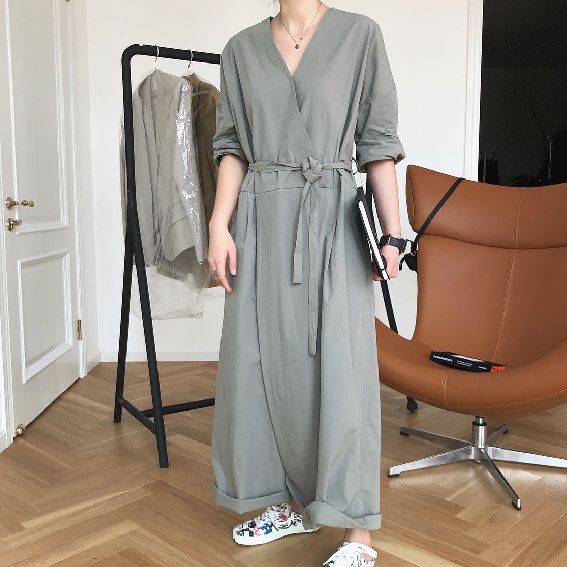 V-Neck Wide-Leg Jumpsuit