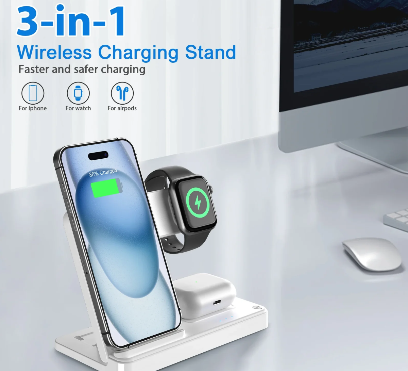 3 In 1 Magnetic Wireless Charger Stand 15W Fast Charging Dock Station Multiple Devices thumbnail 13