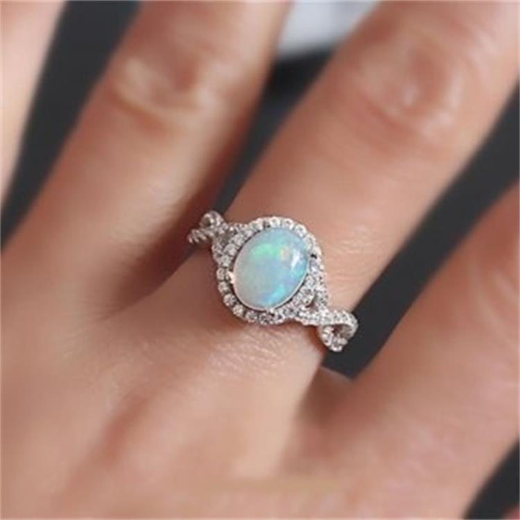Women's Opaloid White Gold Zircon Fashion Ladies Ring