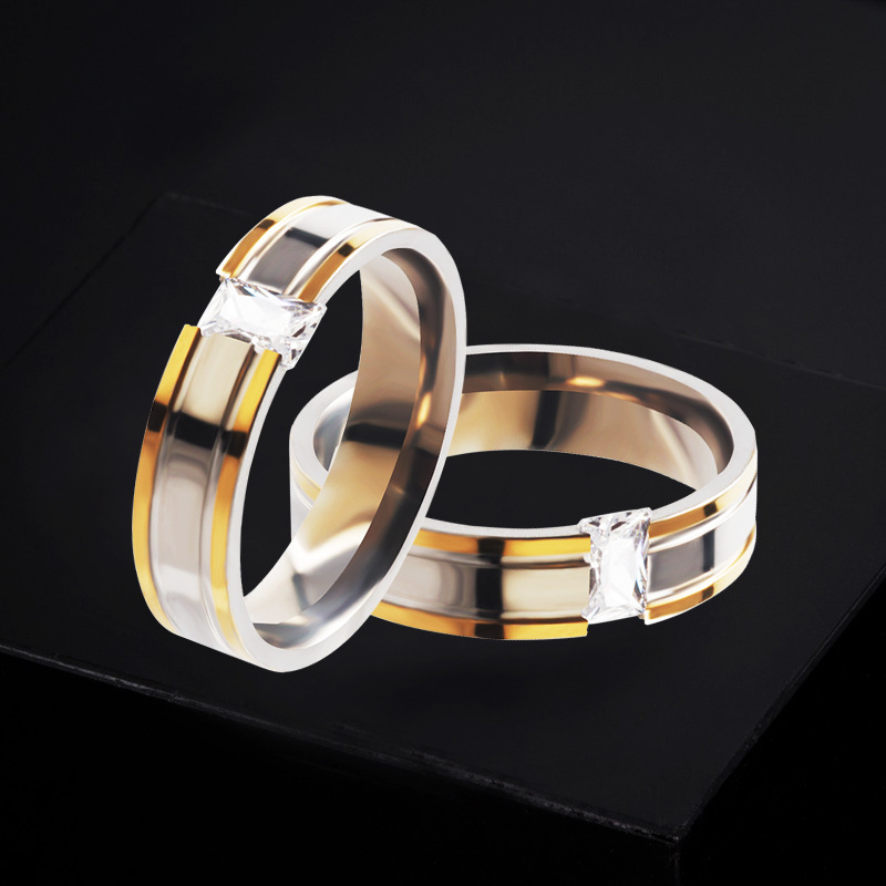 6MM Stainless Steel Zircon Groove Ring