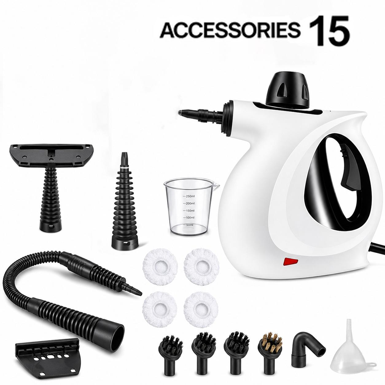 Portable Handheld Steam Cleaner With 15-Piece Accessories