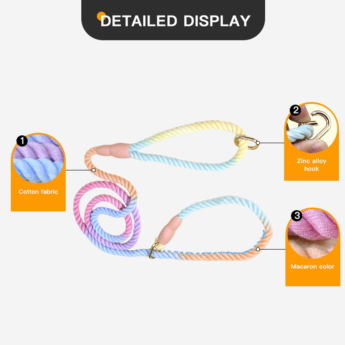 1Pc 150cm Gradient Colors Handmade Braided Rope Training Leash For Dogs — image 5
