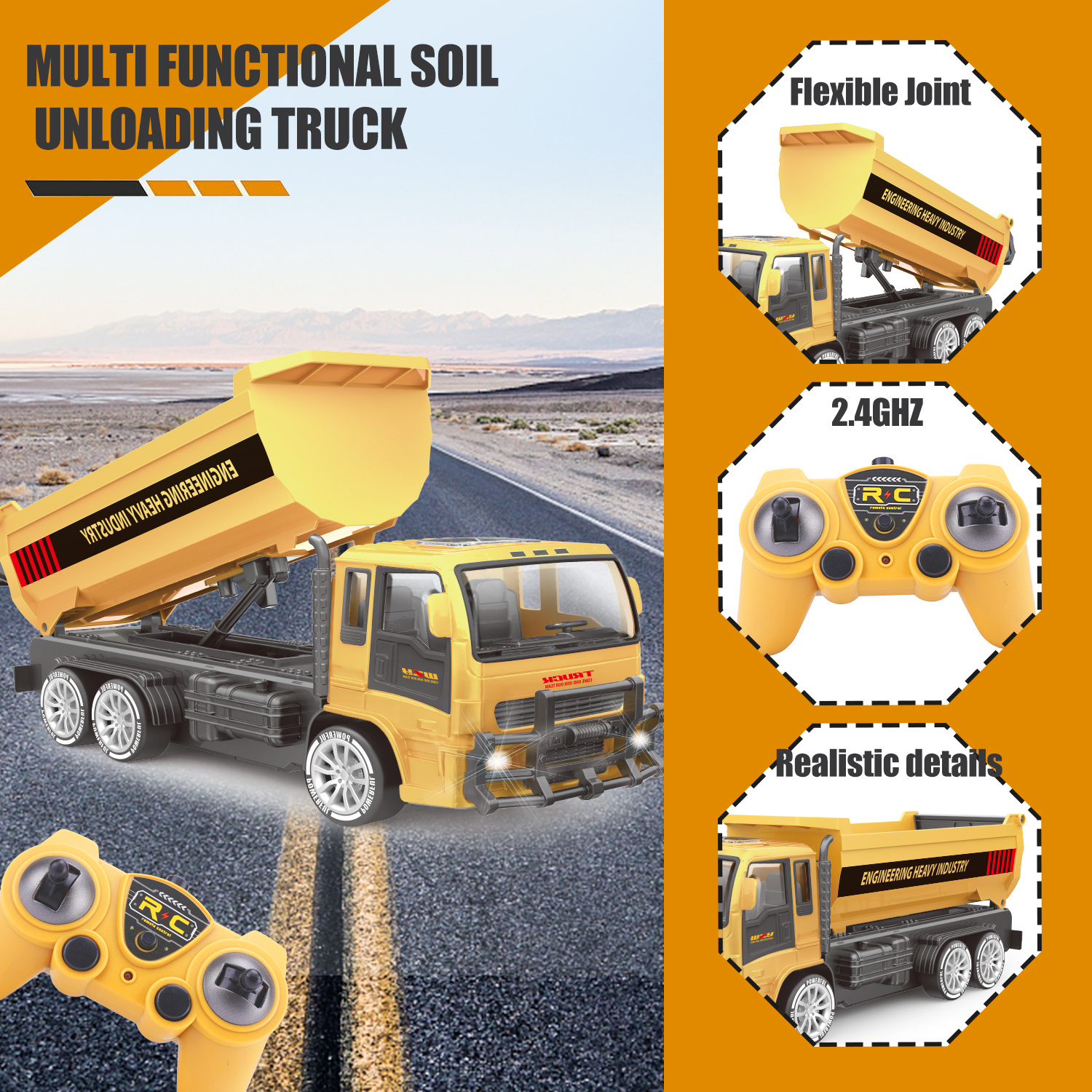 2025 Remote-controlled Engineering Vehicle Toys, Dump Truck Toys,Kids Gifts 5